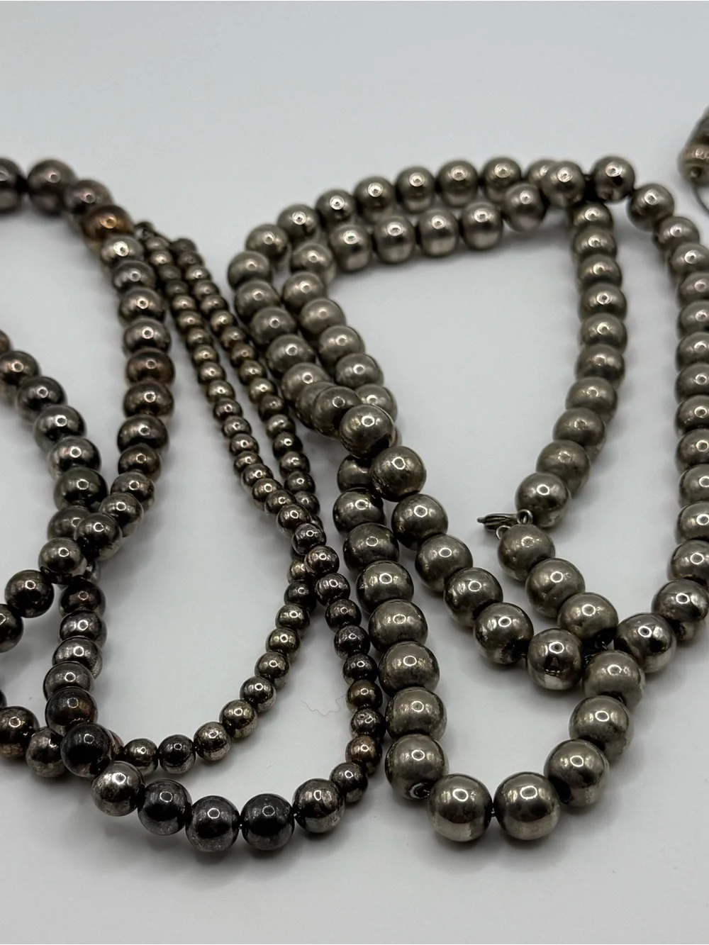 Metal Silver tone Beaded Necklace Set